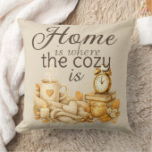 Home Is Where Cozy Is Brown Oatmeal Cozy クッション (ブランケット)