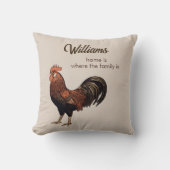 Home Is Where Family Is Rooster Decorative Pillow クッション (正面)