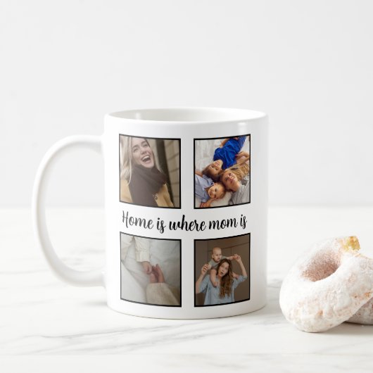 Home Is Where Mom Is - カスタムPhoto Collage Mag コーヒーマグカップ (ドーナツ)