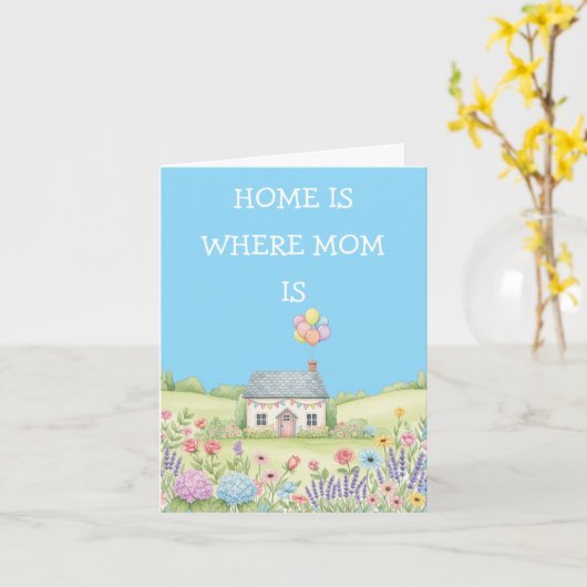 Home is where Mom is Custom message mothers day  カード (黄色い花)