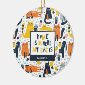 Home is Where My Cat モノグラムの Is Year Christmas セラミックオーナメント (左)