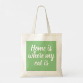 Home Is Where My Cat Is White Script GreenToteバッグ トートバッグ (裏面)