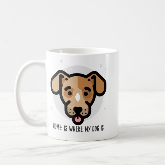 Home is Where My Dog Is - Cute Puppy Design コーヒーマグカップ (左)