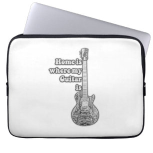 Home is where my guitar is. vintage black & white ラップトップスリーブ