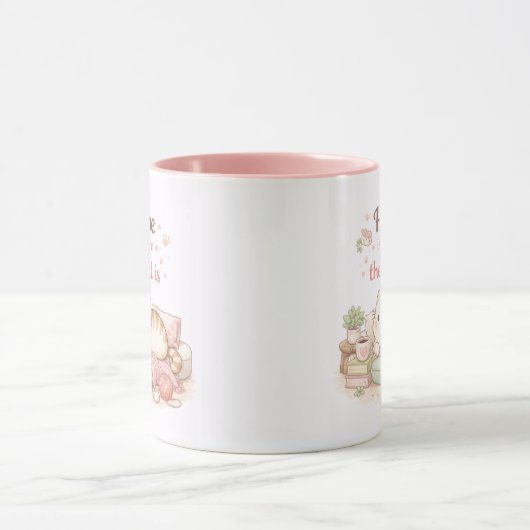 Home is Where The Cat Is Cute Kitty Coffee Pink マグカップ (中央)