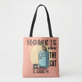 Home Is Where the Cat Is Funny Quote トートバッグ (正面)
