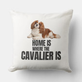 Home Is Where the Cavalier Is Throw Pillow クッション (正面)