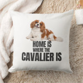 Home Is Where the Cavalier Is Throw Pillow クッション (ブランケット)