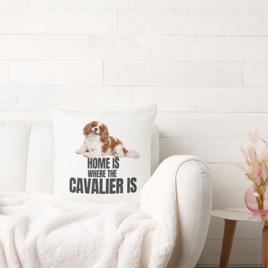 Home Is Where the Cavalier Is Throw Pillow クッション (ソファ)
