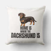 Home Is Where the Chocolate & Tan Dachshund クッション (正面)