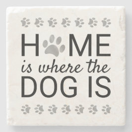 Home Is Where The Dog Is 銀箔肉球プリント ストーンコースター