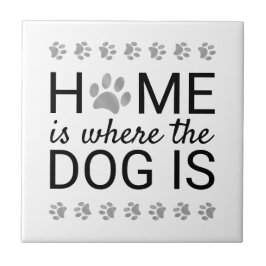 Home Is Where The Dog Is 銀箔肉球プリント タイル