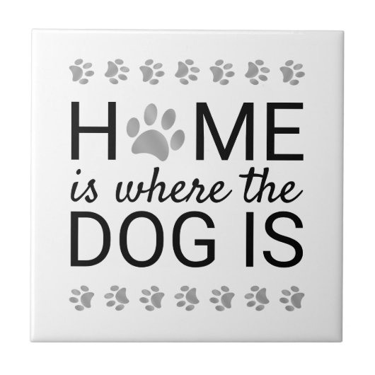 Home Is Where The Dog Is 銀箔肉球プリント タイル (正面)
