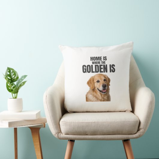 Home Is Where the Golden Is Throw Pillow クッション (椅子)