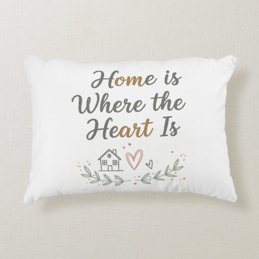 Home Is Where the Heart Is – 居心地の良いウォールアートの引用 アクセントクッション (正面)