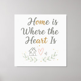 Home Is Where the Heart Is – 居心地の良いウォールアートの引用 キャンバスプリント