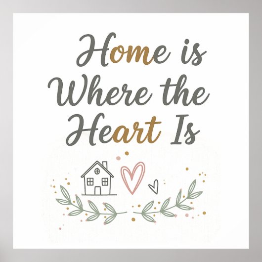 Home Is Where the Heart Is – 居心地の良いウォールアートの引用 ポスター (正面)