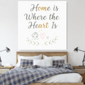 Home Is Where the Heart Is – Cozy Wall Art Quote キャンバスプリント (インサイチュ (寝室))