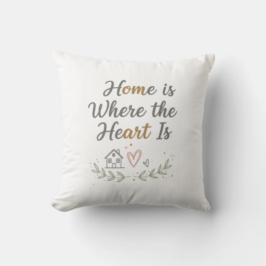 Home Is Where the Heart Is – Cozy Wall Art Quote クッション (正面)