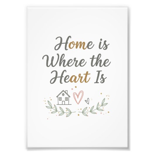Home Is Where the Heart Is – Cozy Wall Art Quote フォトプリント (正面)
