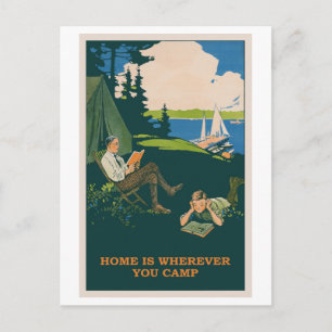 Home is Where You Camp Vintage Poster ポストカード