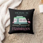 Home Is Where You Put Your Flamingos Funny Camping クッション (ブランケット)