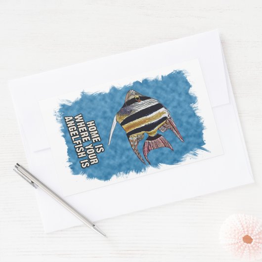 Home Is Where Your AngelFish is Aquarium引用文 長方形シール (封筒)