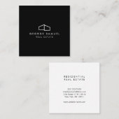 Home Logo Realtor Black & White スクエア名刺 (正面/裏面)