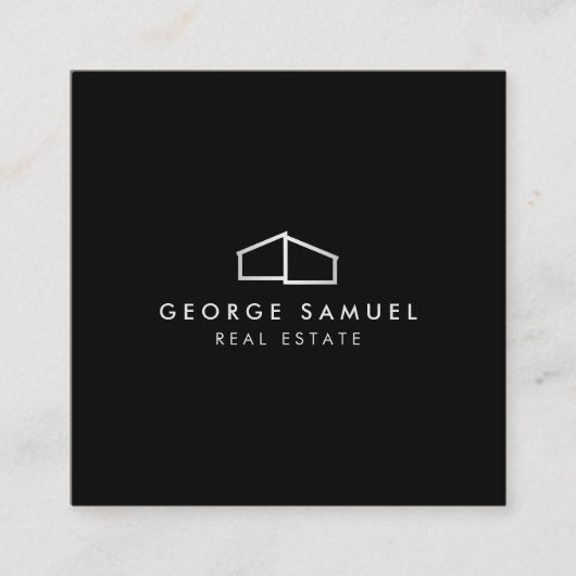 Home Logo Realtor Black & White スクエア名刺 (正面)
