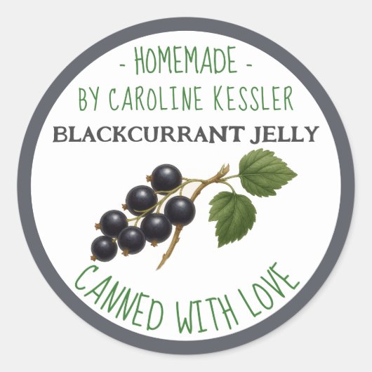Home Made Blackcurrant Jelly Canning Label Sheet ラウンドシール (正面)