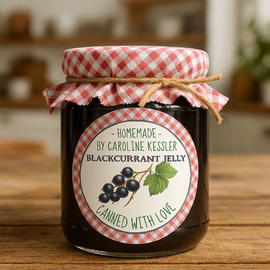 Home Made Blackcurrant Jelly Canning Label Sheet ラウンドシール