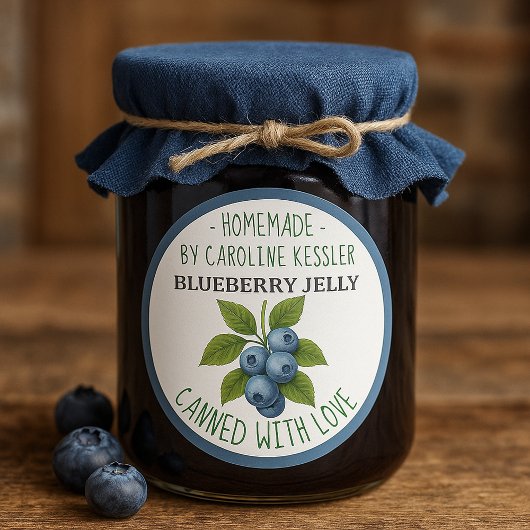 Home Made Blueberry Jelly Canning Label Sheet ラウンドシール
