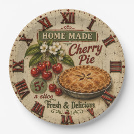 Home Made Cherry Pie Vintage Farmhouse Kitchen ペーパープレート