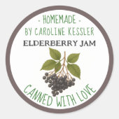 Home Made Elderberry Jam Canning Label Sheet ラウンドシール (正面)