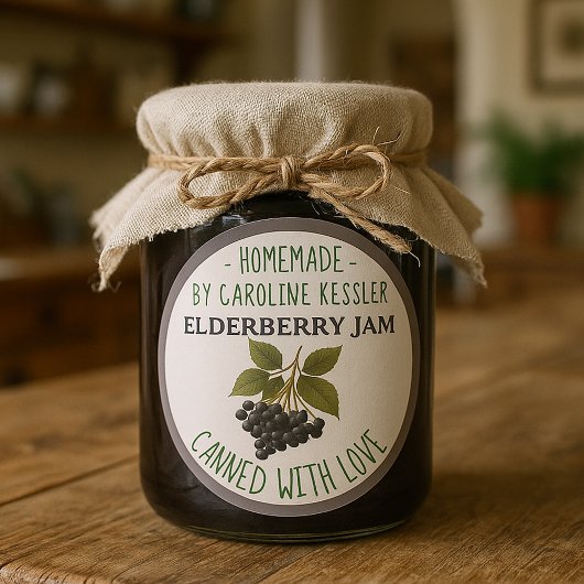 Home Made Elderberry Jam Canning Label Sheet ラウンドシール