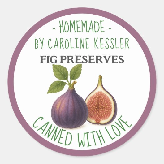 Home Made Fig Preserves Canning Label Sheet ラウンドシール (正面)