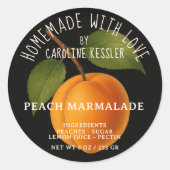 Home Made Peach Marmalade Canning Label Sheet ラウンドシール (正面)