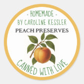 Home Made Peach Preserves Canning Label Sheet ラウンドシール (正面)