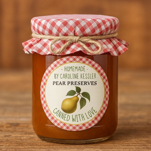 Home Made Pear Preserves Canning Label Sheet ラウンドシール