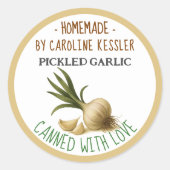 Home Made Pickled Garlic Canning Label Sheet ラウンドシール (正面)