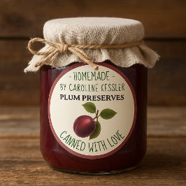Home Made Plum Preserves Canning Label Sheet ラウンドシール