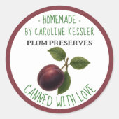 Home Made Plum Preserves Canning Label Sheet ラウンドシール (正面)