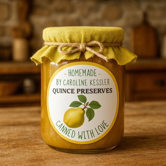 Home Made Quince Preserves Canning Label Sheet ラウンドシール