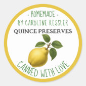 Home Made Quince Preserves Canning Label Sheet ラウンドシール (正面)