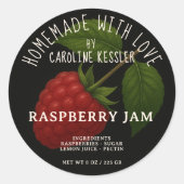Home Made Raspberry Jam Canning Label Roll ラウンドシール (正面)