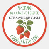 Home Made Strawberry Jam Canning Label Sheet ラウンドシール (正面)