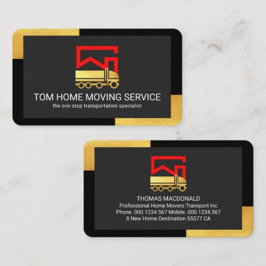 Home Movers On Black Gold Corners 名刺 (正面/裏面)