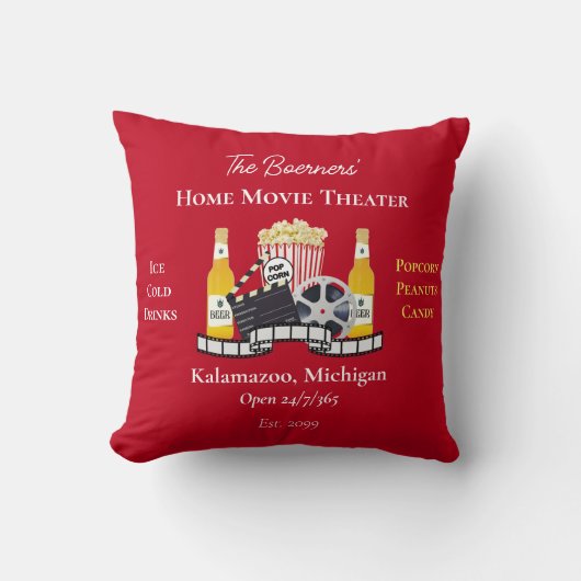 Home Movie Theater Popcorn Clapperboard Film クッション (正面)