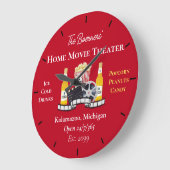 Home Movie Theater Popcorn Clapperboard Film ラージ壁時計 (傾斜)