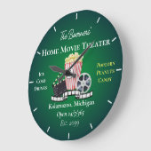 Home Movie Theater Popcorn Clapperboard Film Round ラージ壁時計 (傾斜)